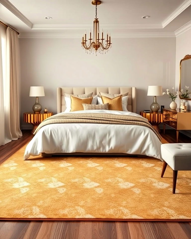 gold area rug for bedroom