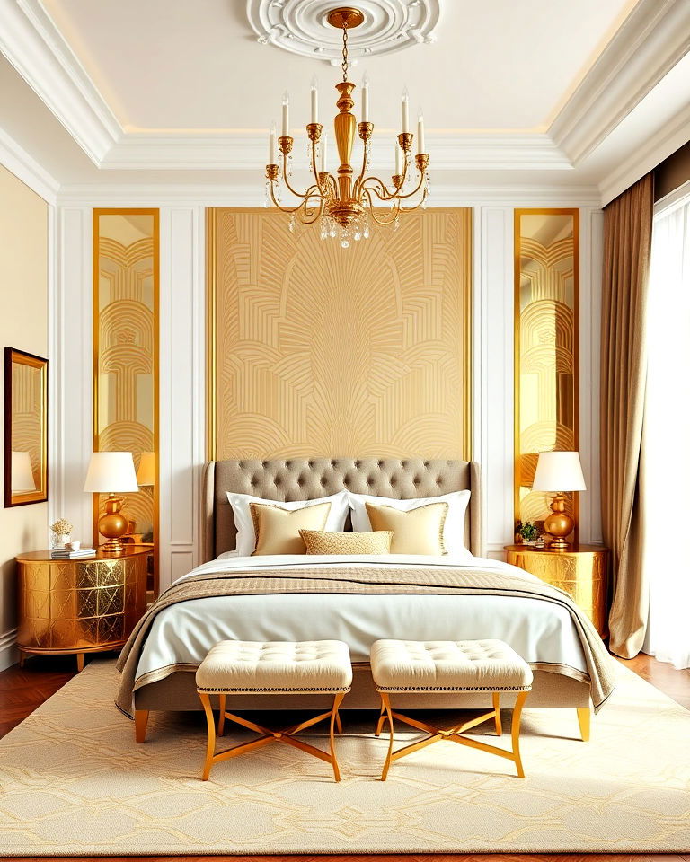 gold art deco vibe bedroom