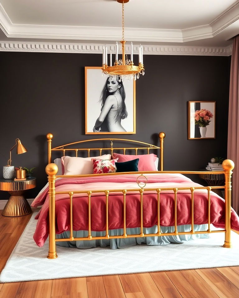 gold bed frame for a touch of glamour