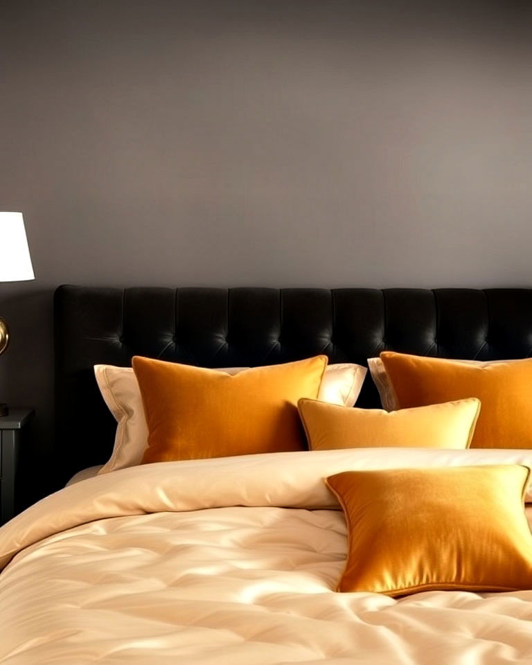 gold bedroom accent pillows