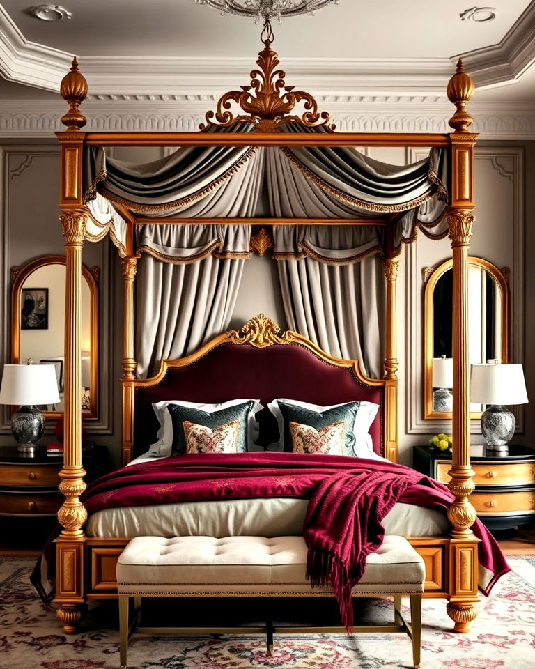 gold canopy bed