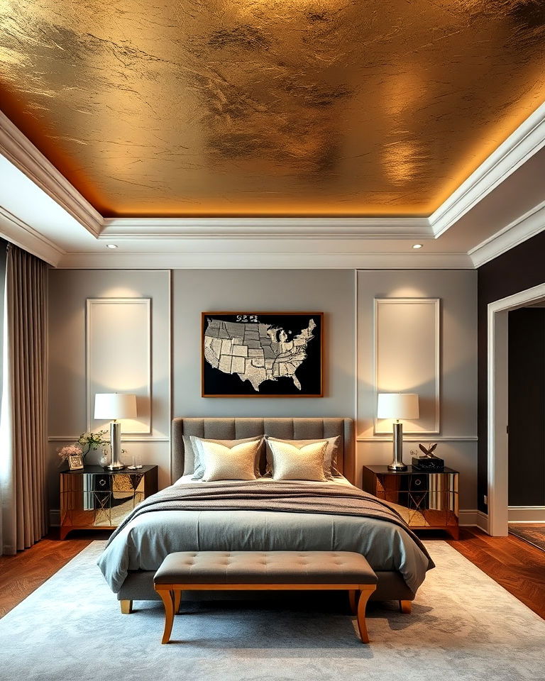 gold leaf bedroom ceiling