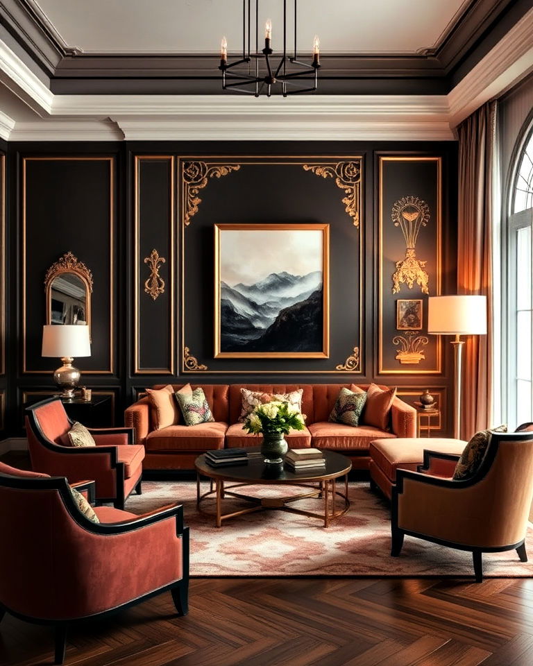 gold leaf details living room