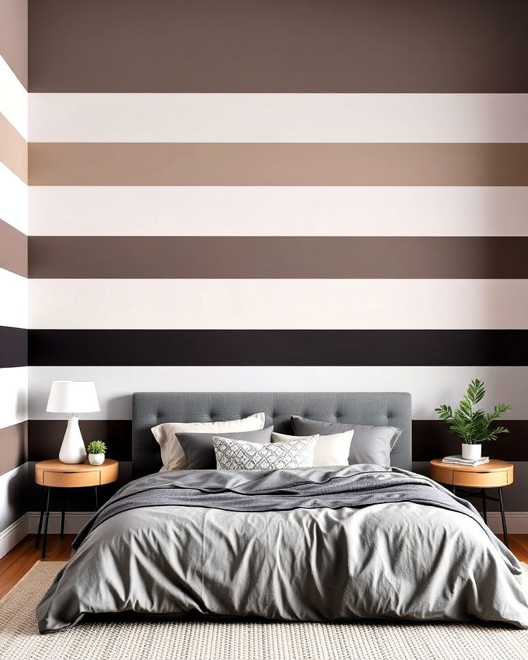 gradient stripes wall painting for bedroom