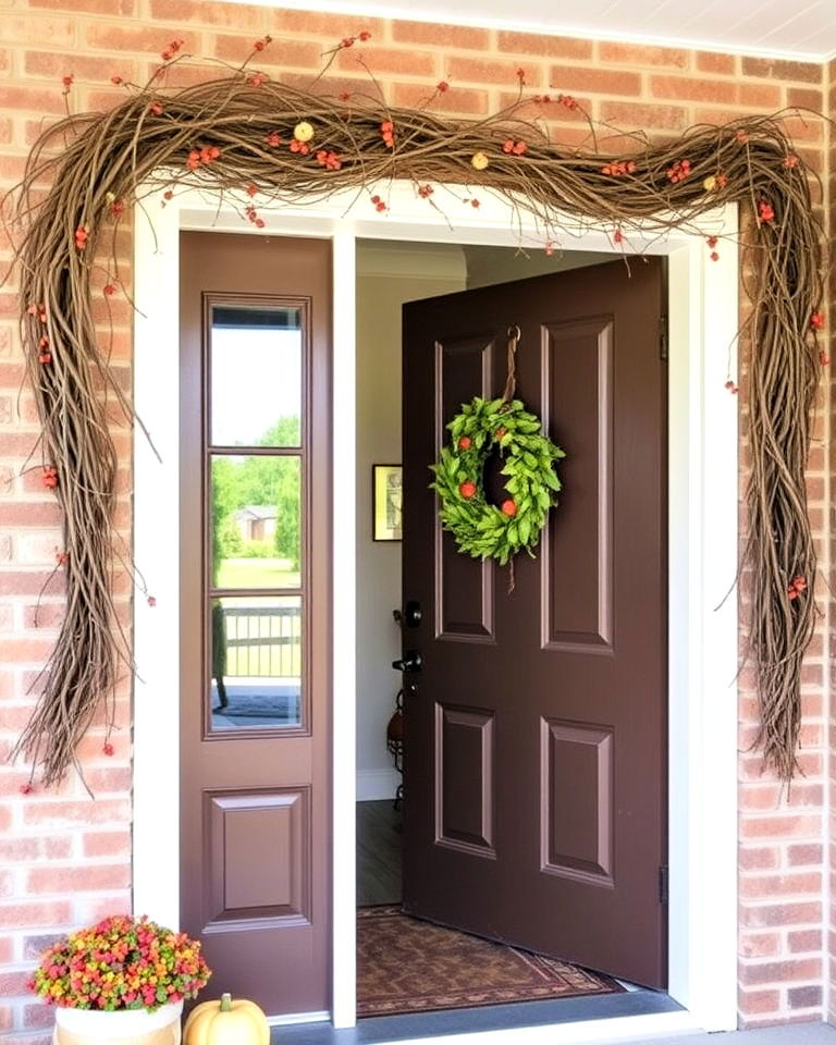 grapevine garland over doorframe