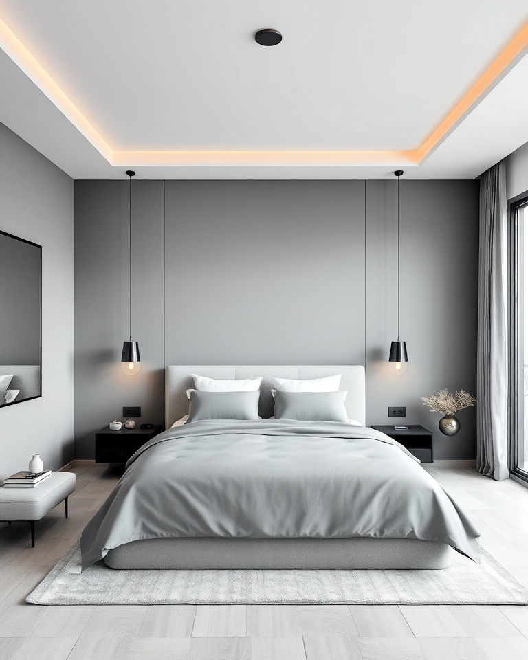 gray and silver pallet for minimalist bedrooms
