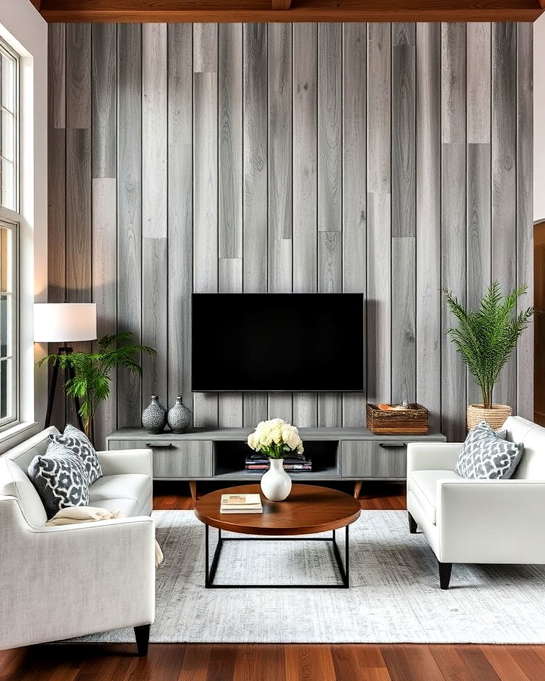 gray barnwood accent wall