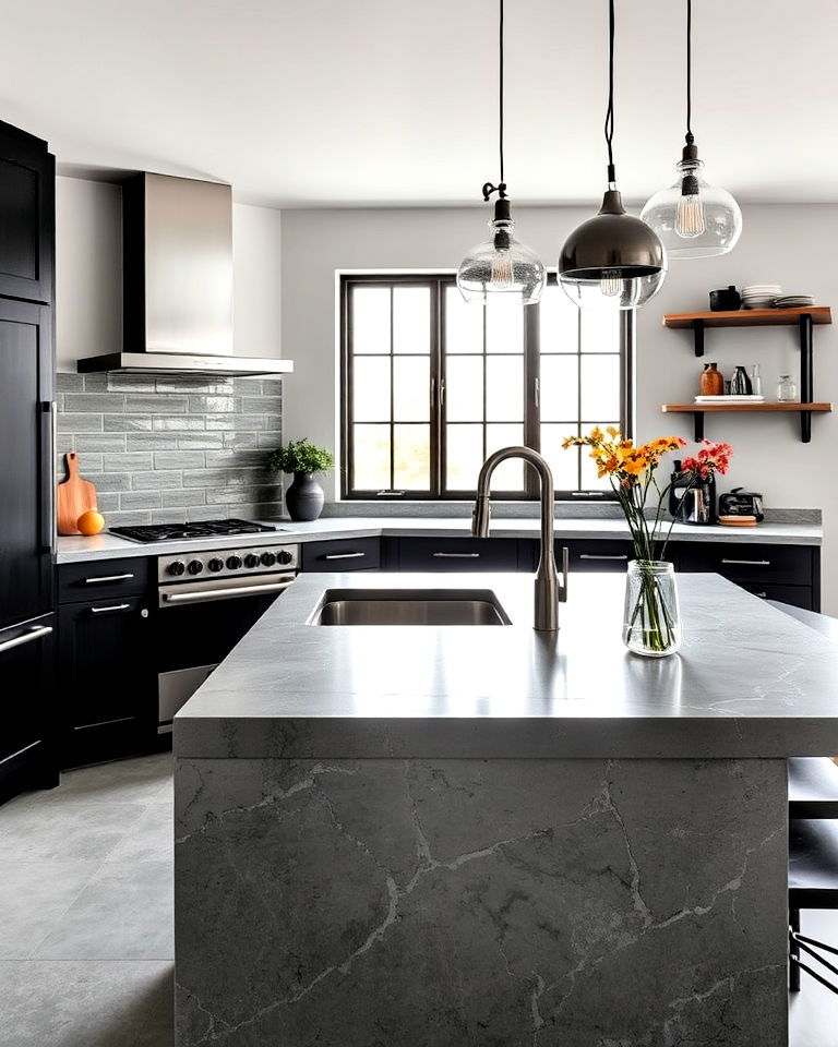 gray concrete countertop for a modern industrial look