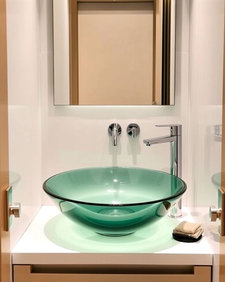 green glass vessel sink