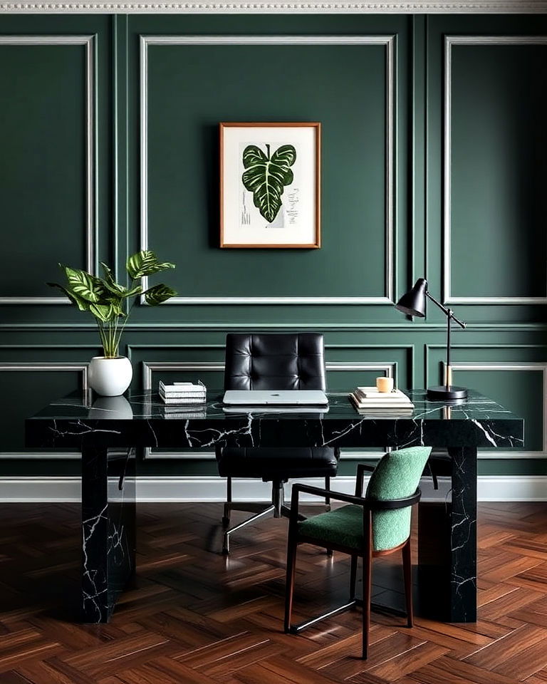 green marble desk