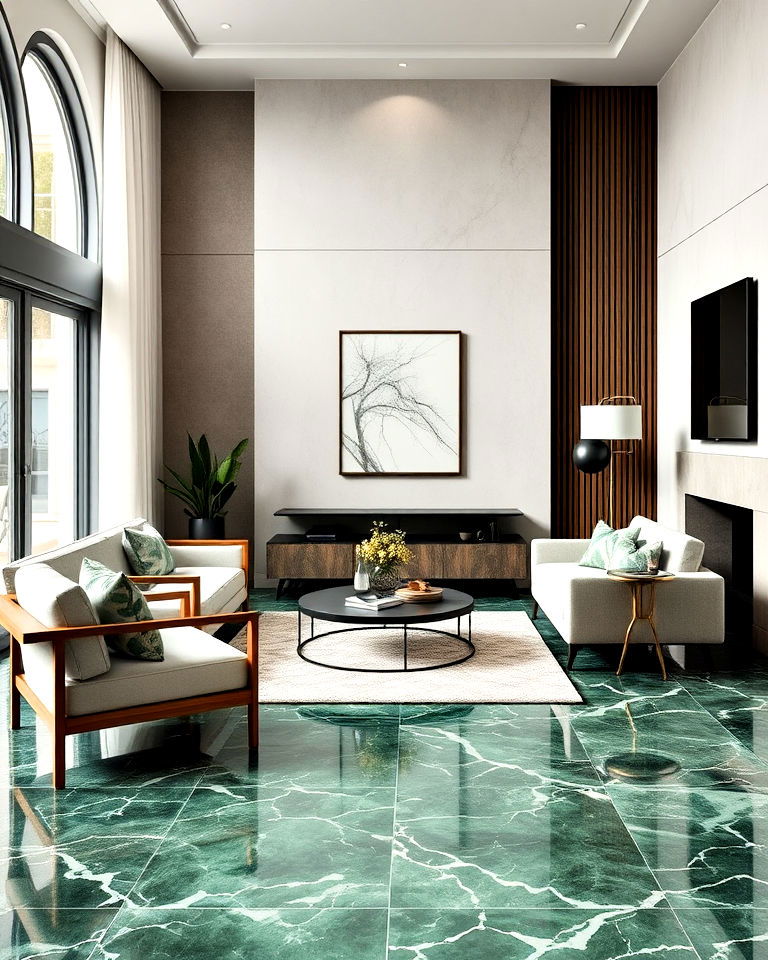 green marble floors living room for a bold natural look