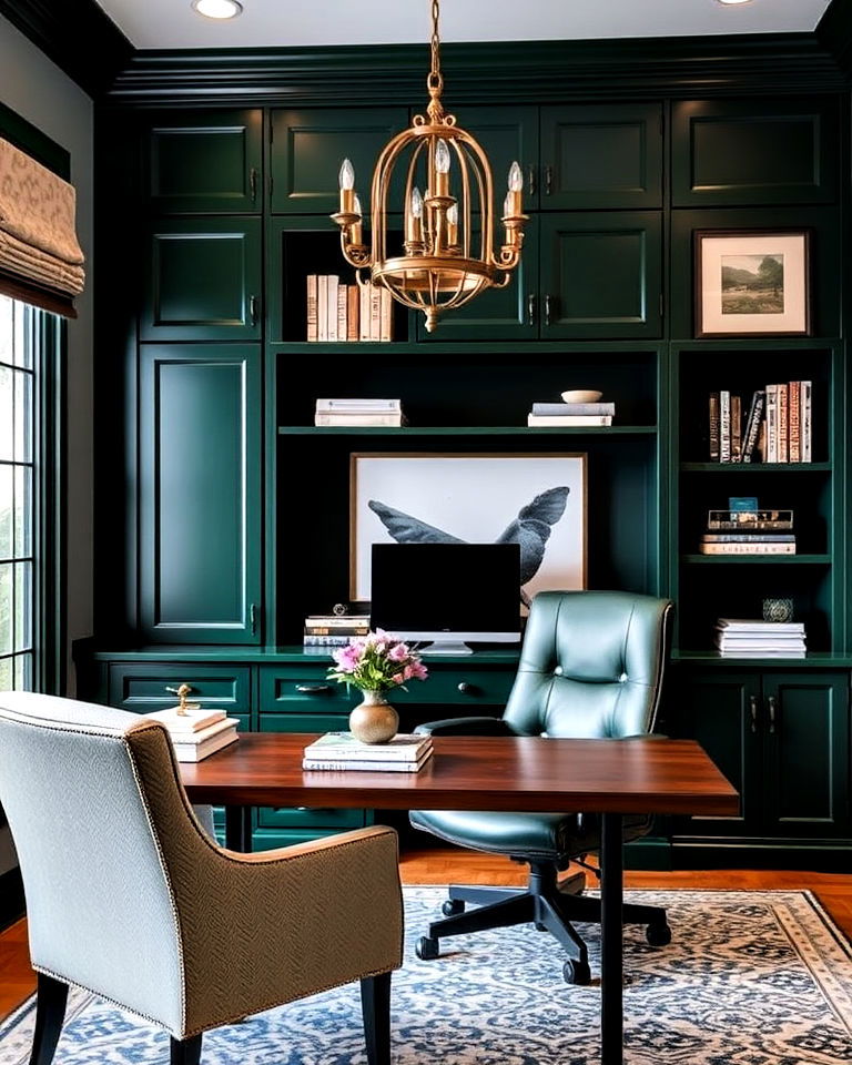 green office cabinetry