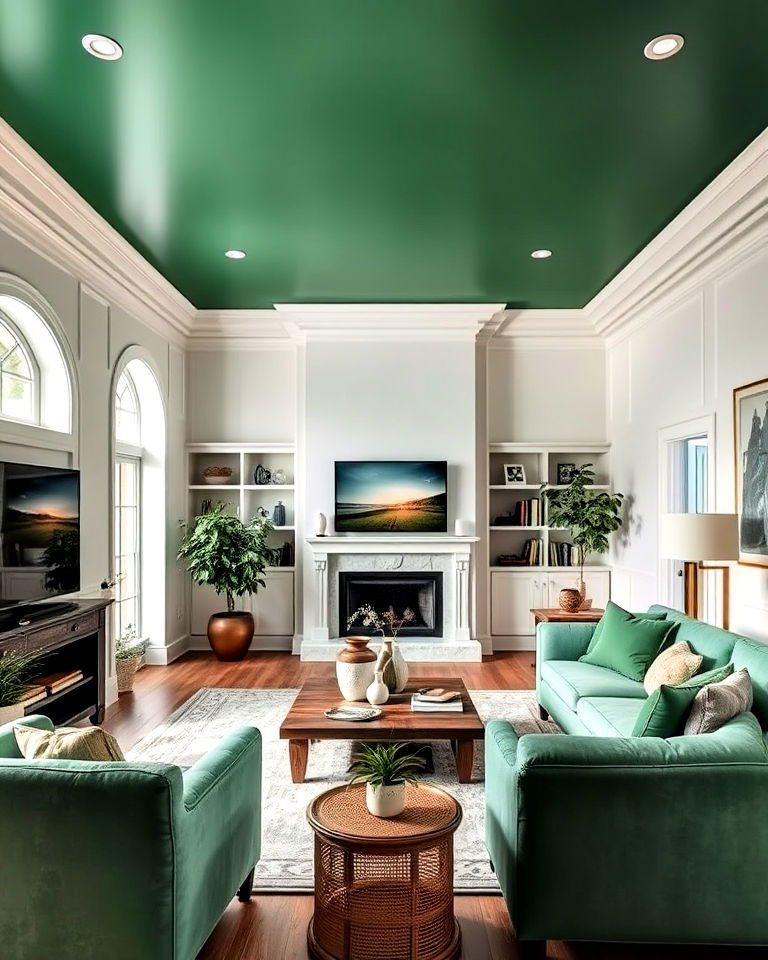 green painted ceiling