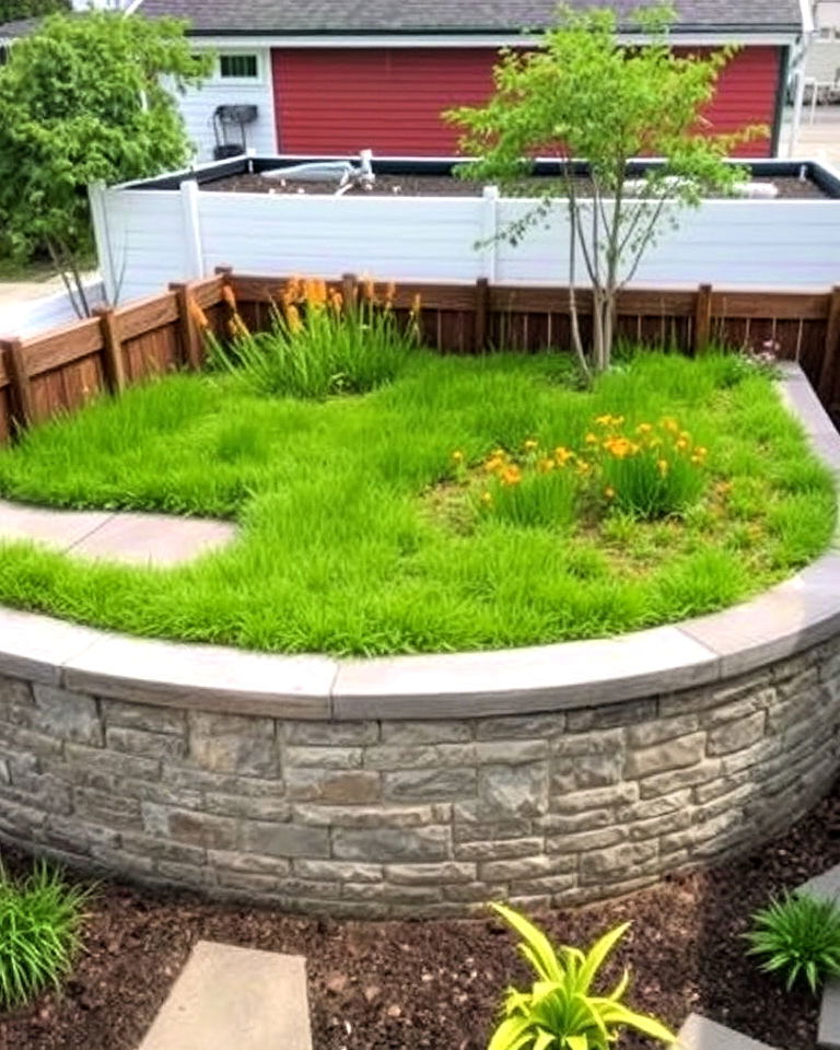 green roof on raised concrete patio