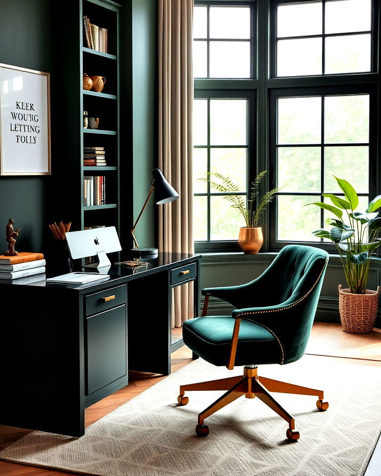 green velvet office chair