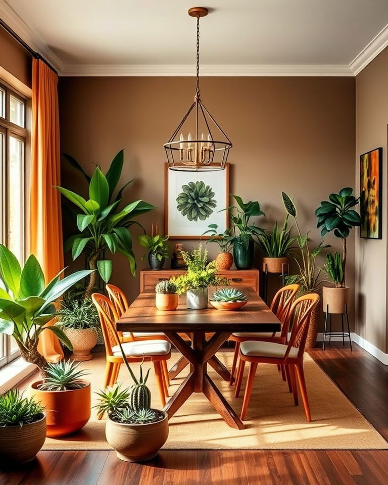 greenery and indoor plants dining room