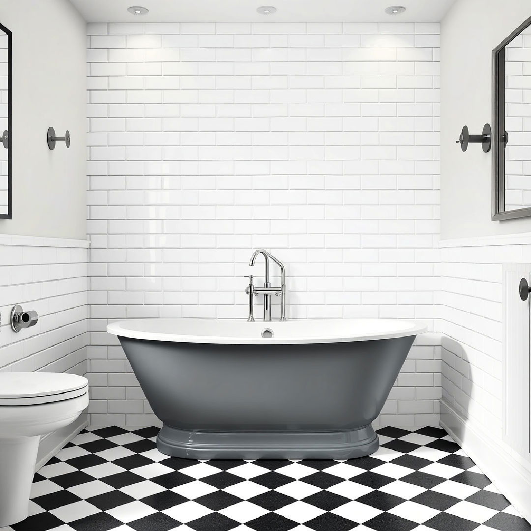 grey bathtub with white surround to add depth