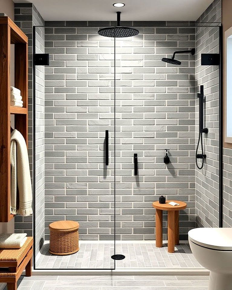 grey brick effect tiles for a rustic vibe