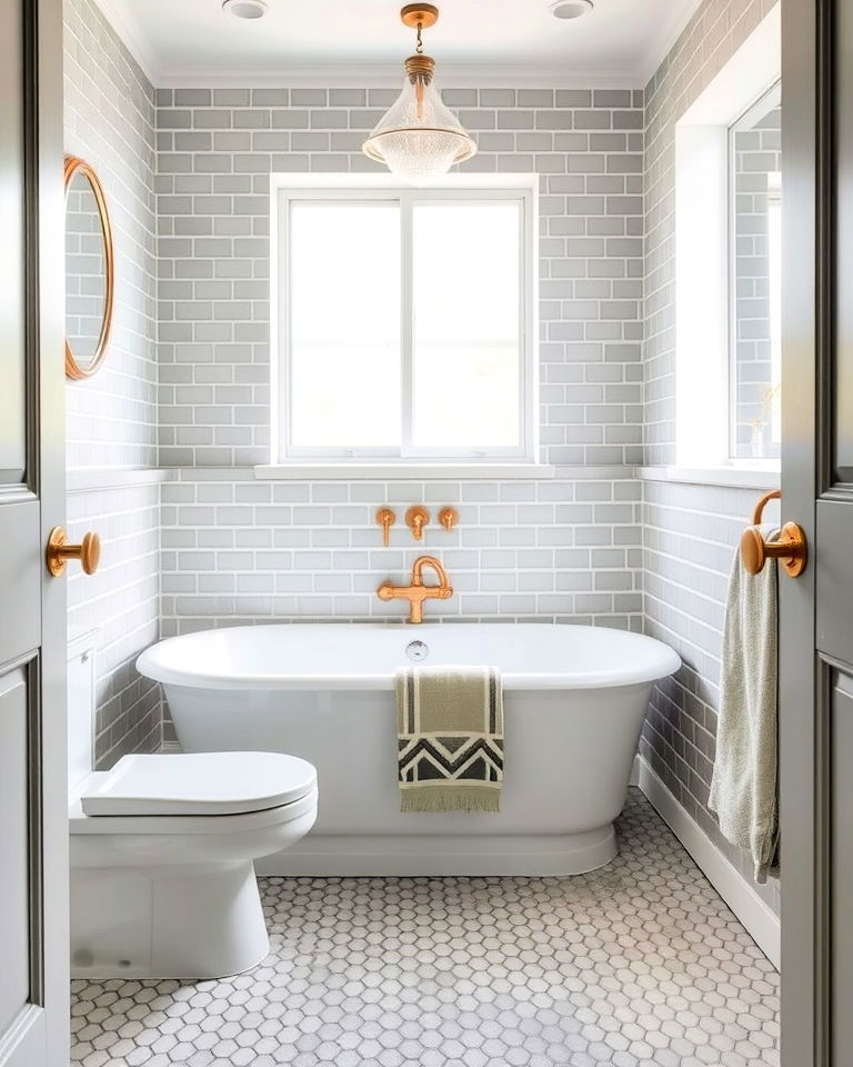 grey penny tiles for a retro feel