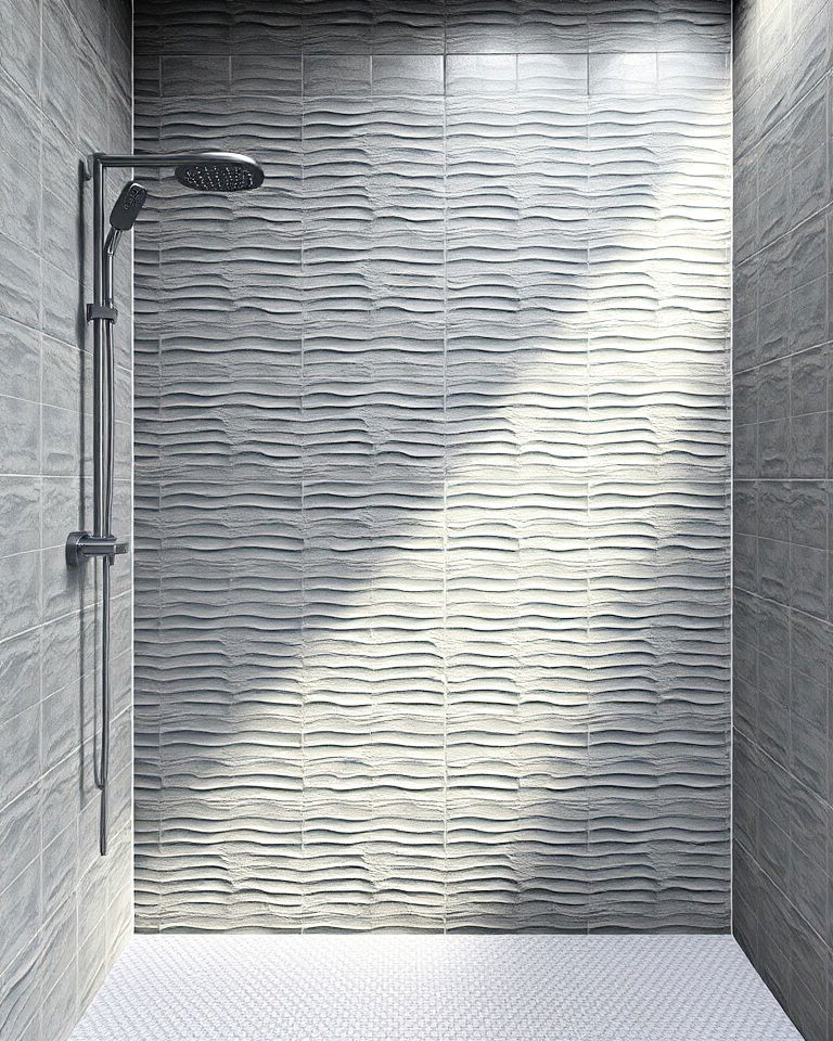 grey textured tiles bathroom for tactile appeal