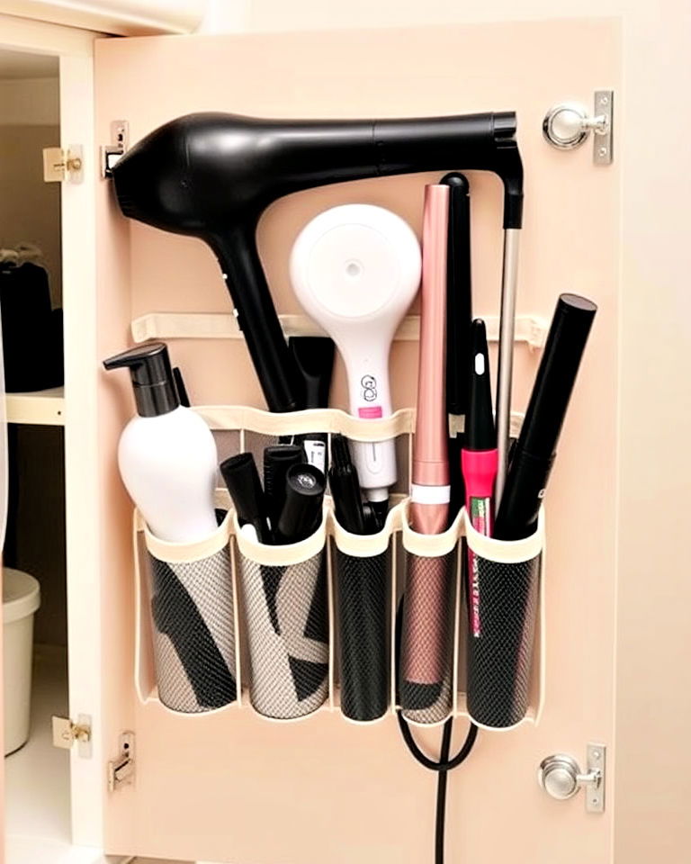 hair tool organizer for cabinet