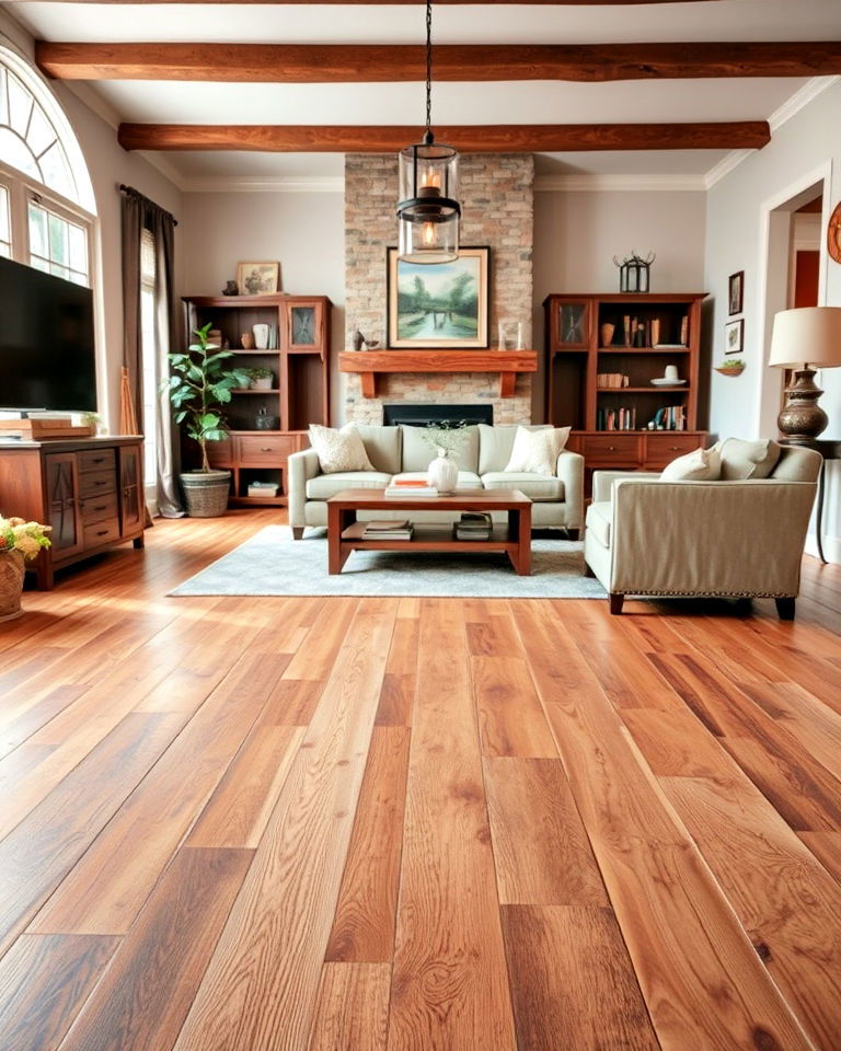 hand scraped wood floors for rustic charm