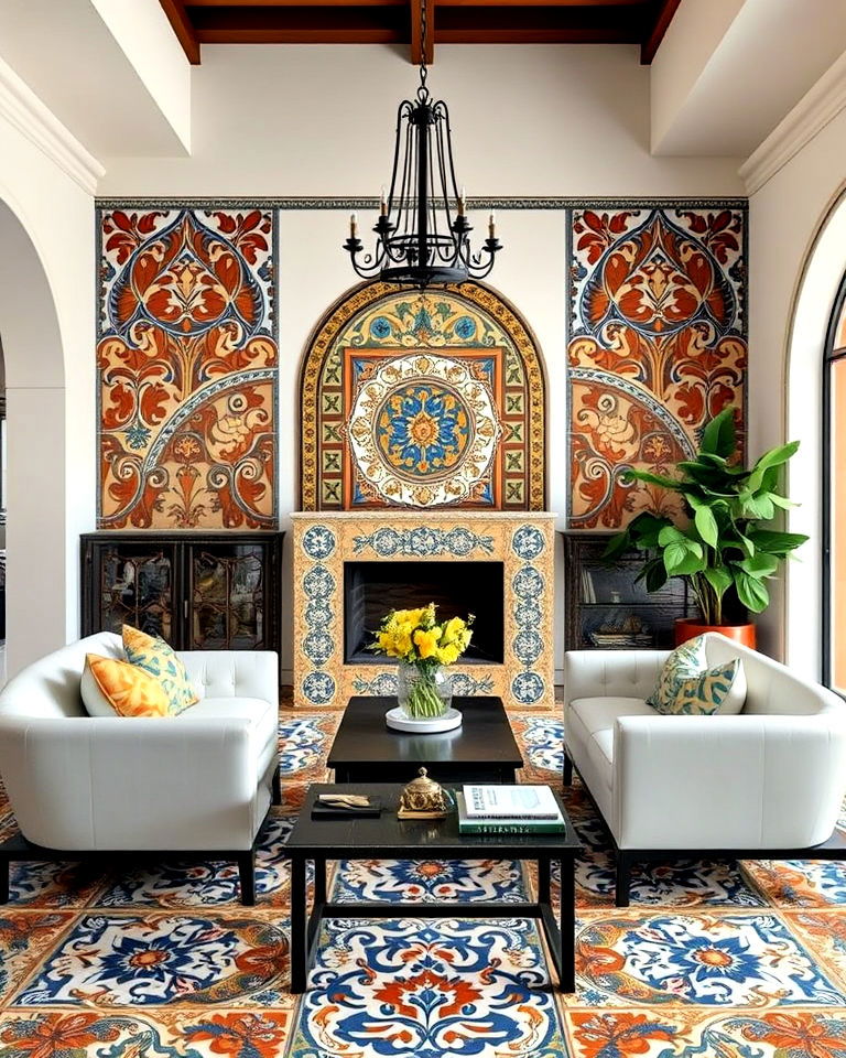 handcrafted tile accents for living room