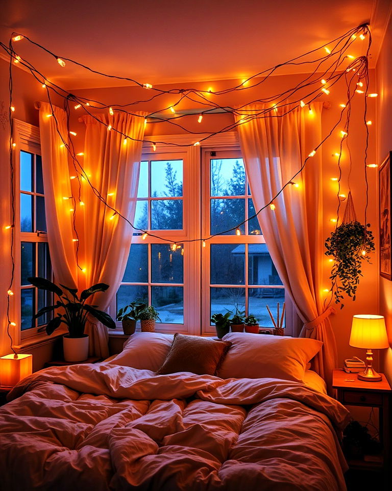 hang string lights for a cozy glow