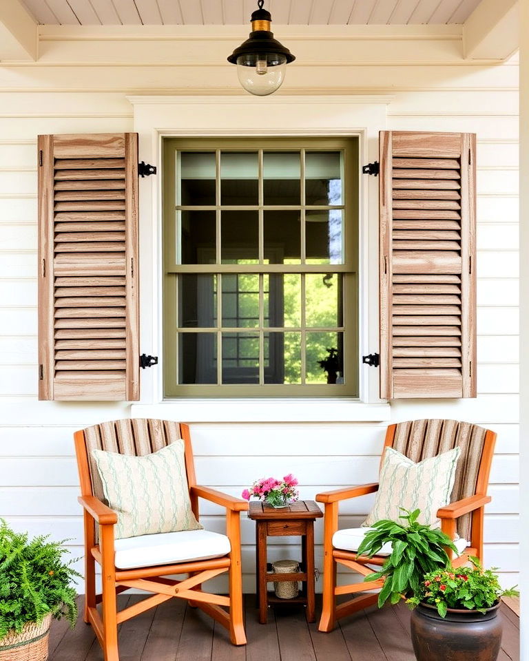 hang wooden shutters for a cottage feel