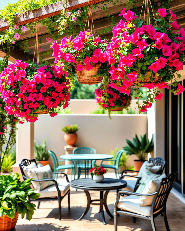 hanging bougainvillaea baskets for mediterranean patio