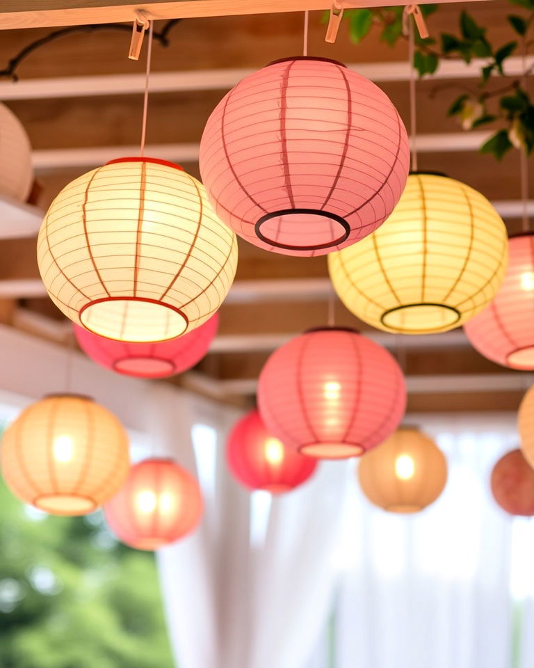 hanging paper lanterns for festive feel to any mother’s day celebration