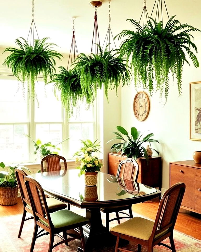 hanging plants for 70s dining room