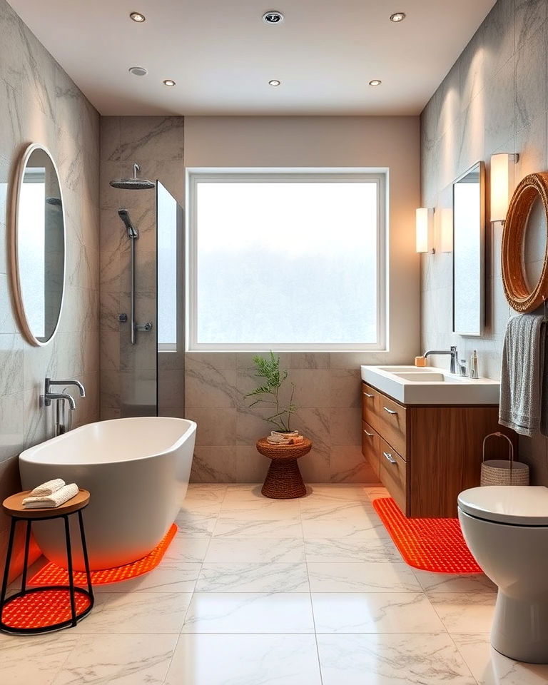 heated floors for his and her bathroom
