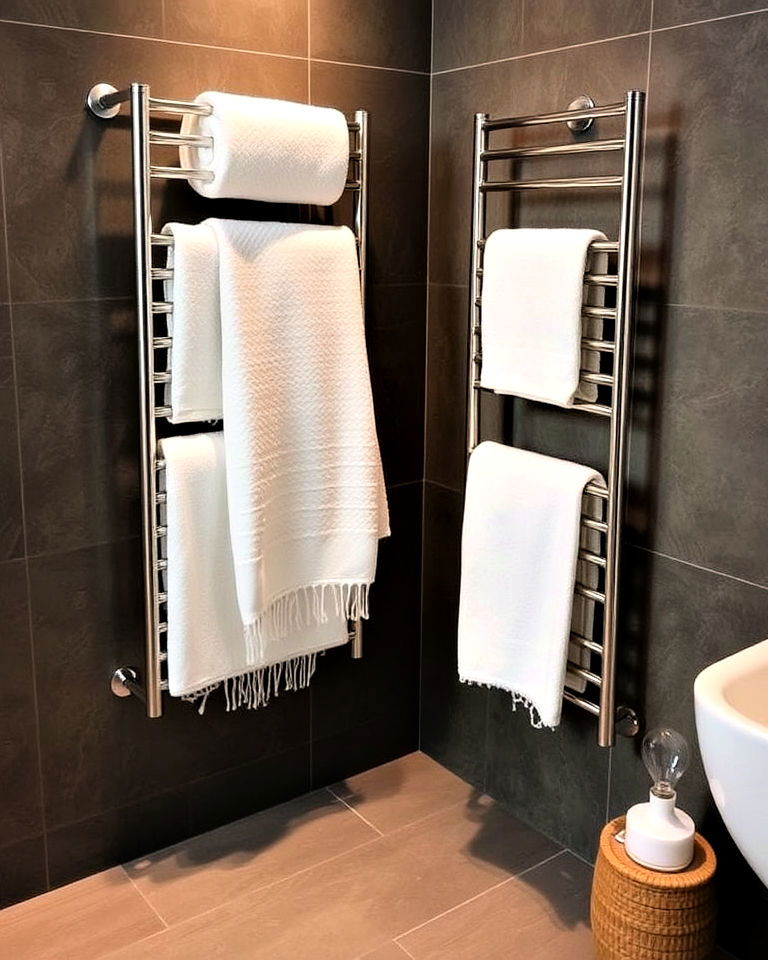 heated towel rack for modern bathrooms