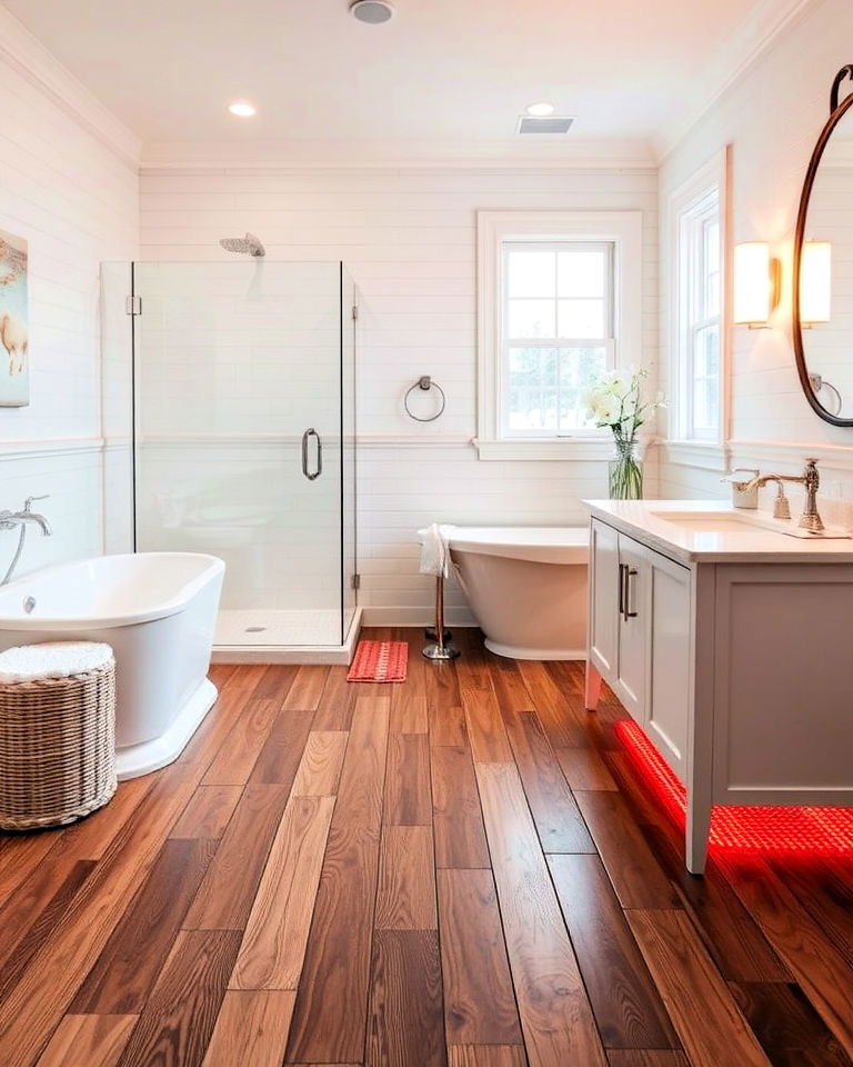 heated wood floor for ultimate comfort bathroom