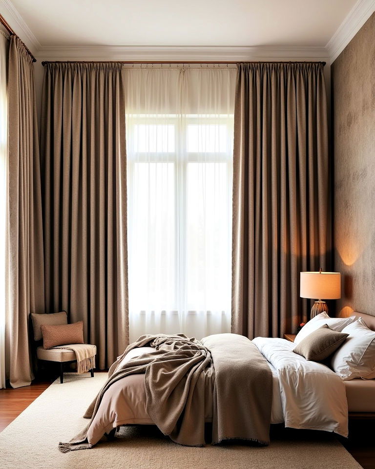 heavy draped curtains to add privacy