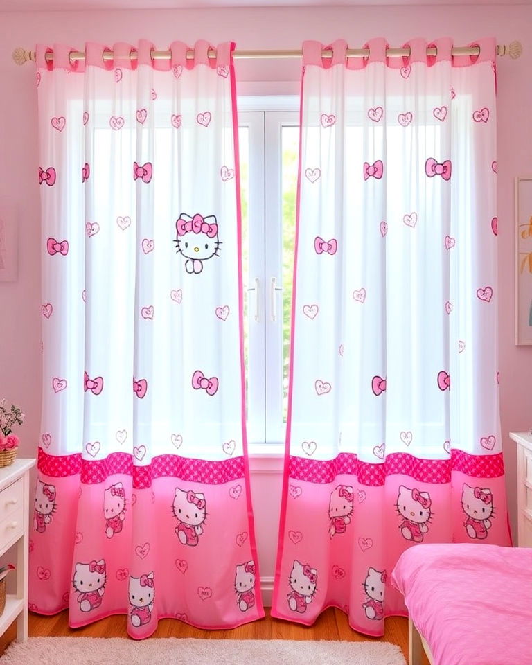 hello kitty themed beautiful bedroom cutains