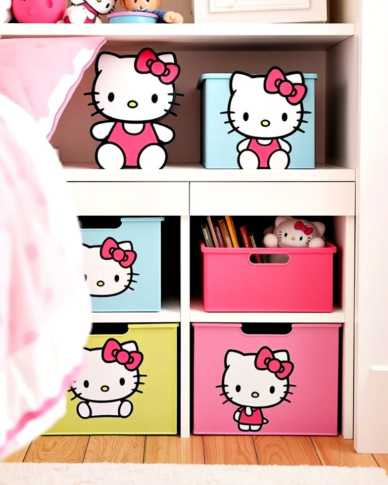 hello kitty themed bedroom storage bins