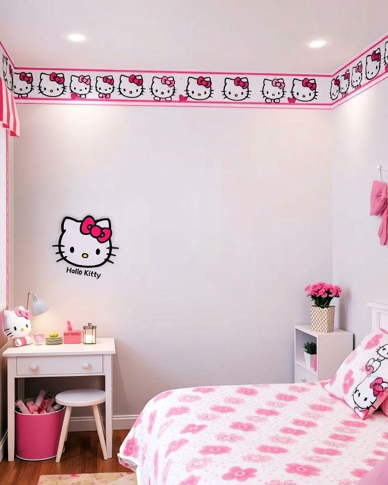 hello kitty wallpaper border around the bedroom