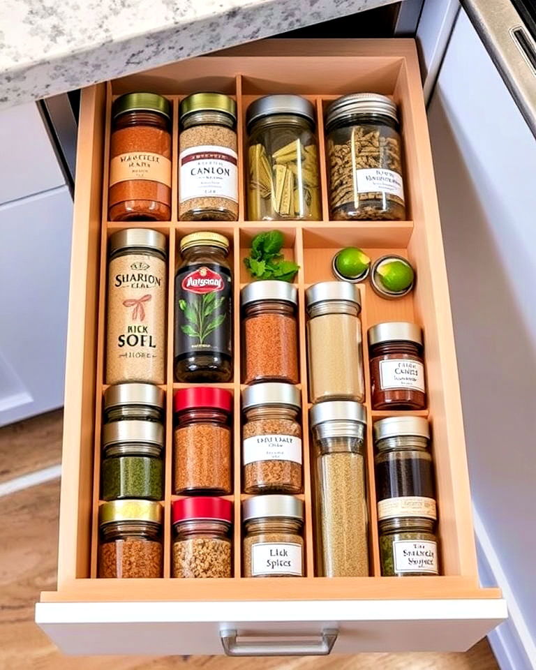 herb and spice drawer for pantry