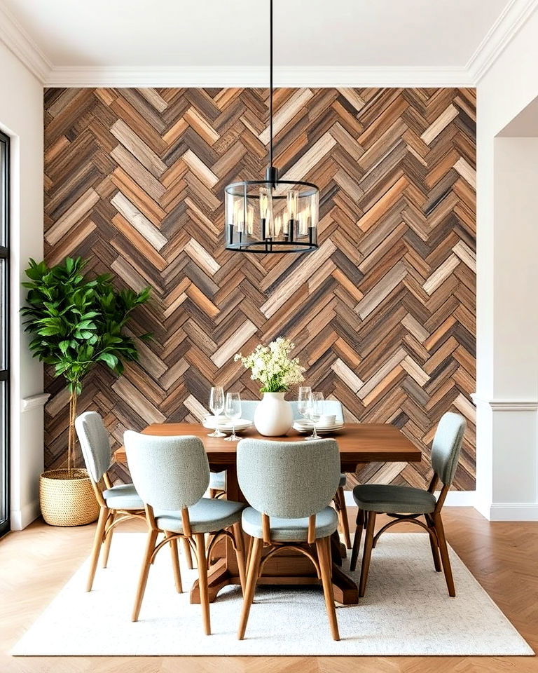 herringbone pattern barnwood wall
