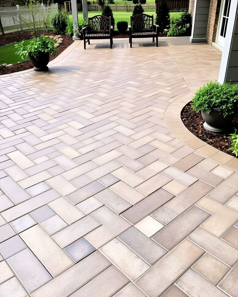 herringbone pattern patio