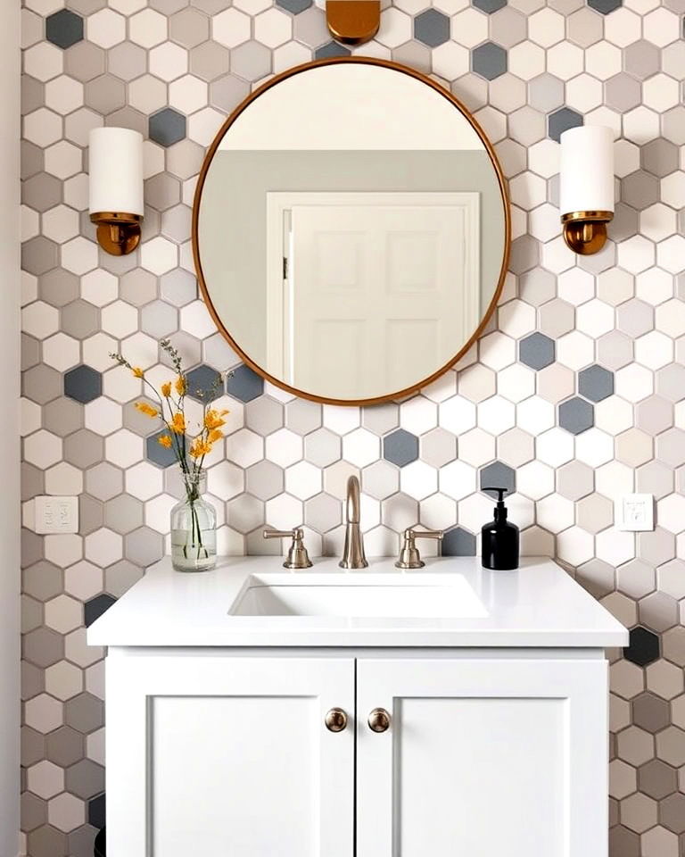 hexagon tiles bathroom backsplash