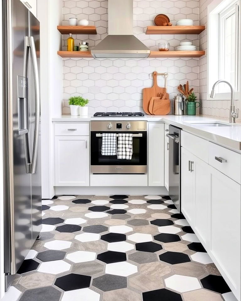 hexagon tiles for modern geometric flair