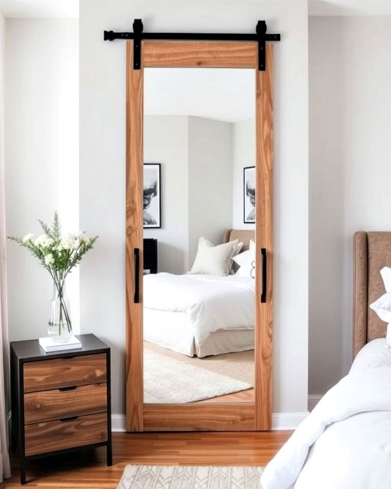 hidden mirror behind sliding door