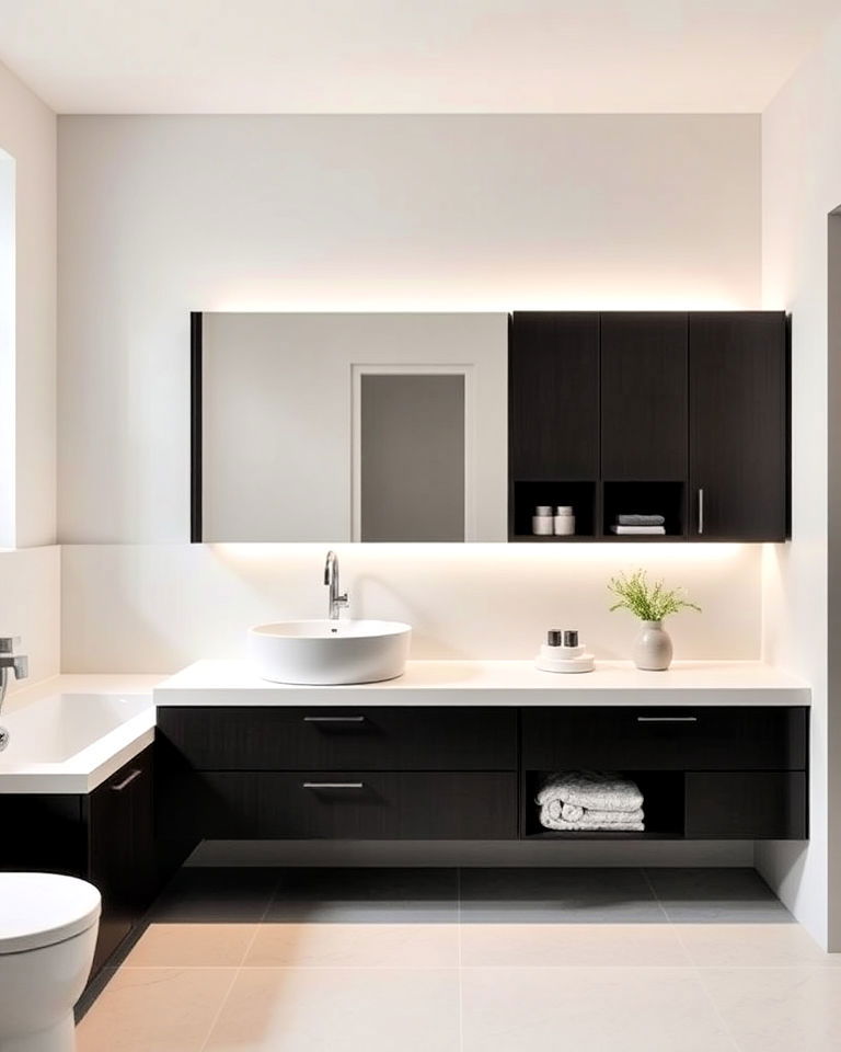 hidden storage for a clean look bathroom