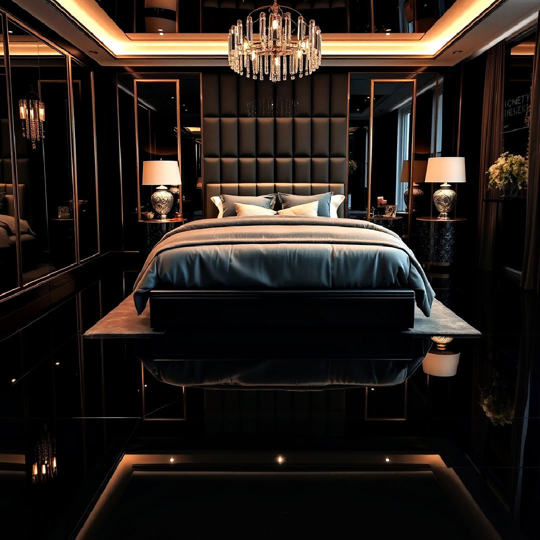 high gloss black floor bedroom