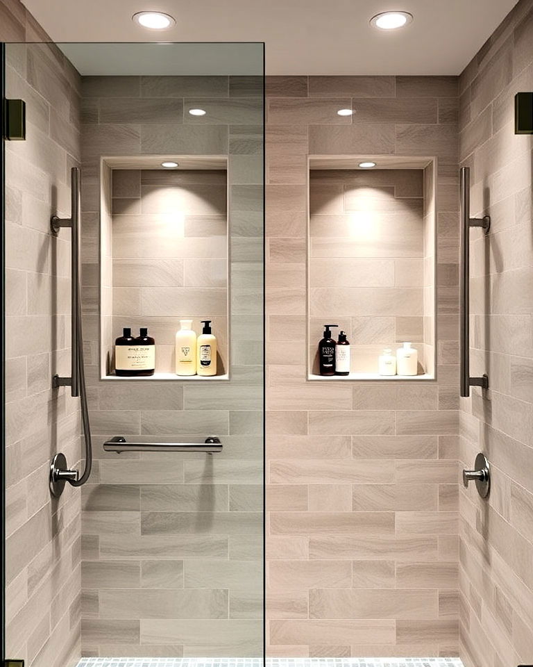 his and her shower niches
