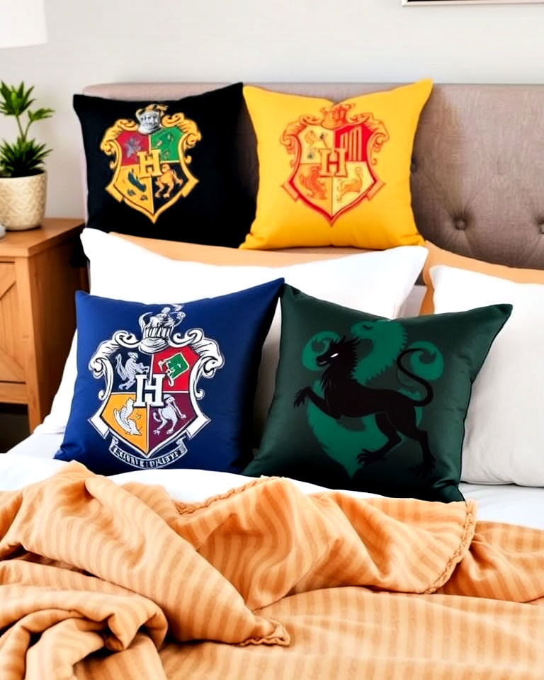 hogwarts crest pillows for cozy comfort