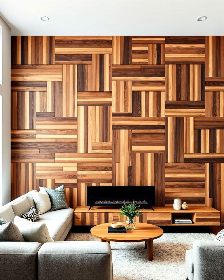 horizontal and vertical strip accent wall